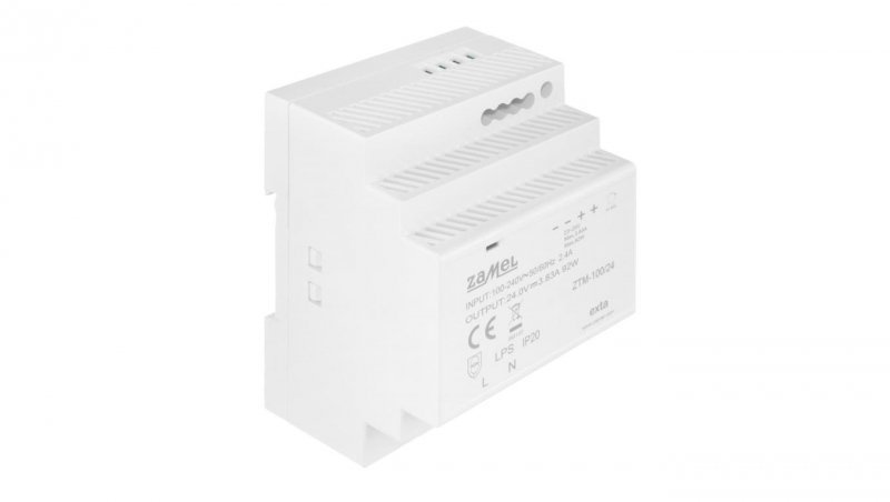 Zasilacz impulsowy montowany na szynie TH-35 (DIN) , 100W, 24V DC typ: ZTM-100/24 EXT10000286