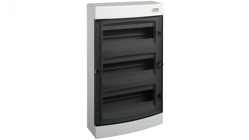 Obudowa instalacyjna PNS skrzynka natynkowa 4x18 modułów 396x651x112mm plastikowa biała z drzwiami przeźroczystymi IP40 NOARK