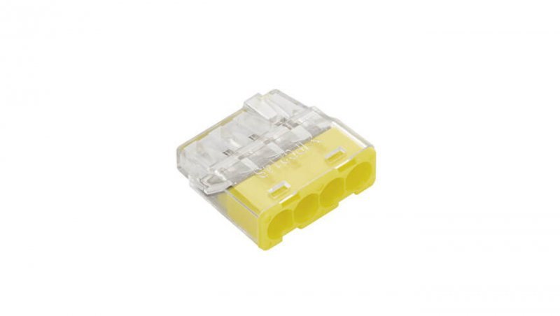 Złączka samozaciskowa bezgwintowa MINI do drutów (0,2… 2,5 mm²), 4 tory, PC214S transparentna 89242000 /100 szt./