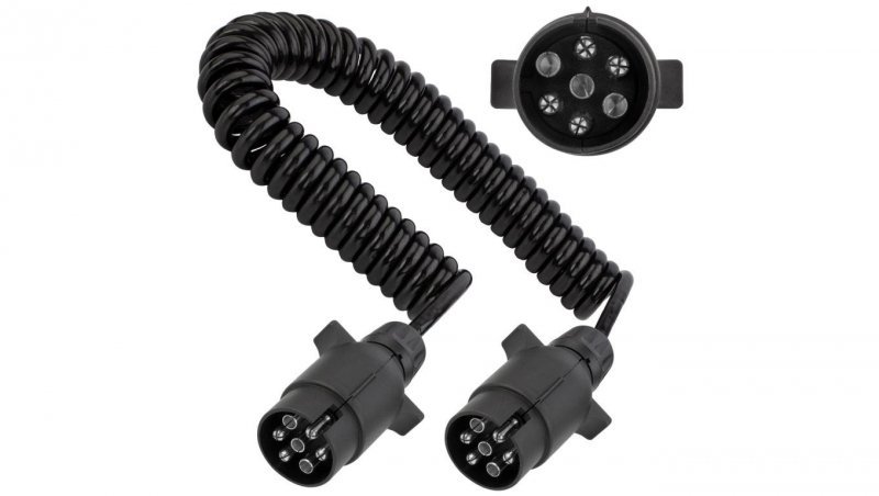 Przewód spiralny QLY-s kabel do przyczepy zakończony zalewanymi wtykami 7-pin 12V 3m