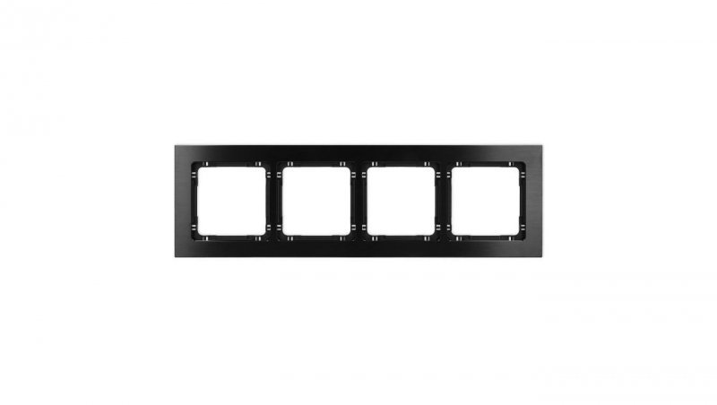 DECO Ramka uniwersalna poczwórna - aluminium szczotkowane (ramka: czarna spód: czarny), czarny 12-12-DRA-4