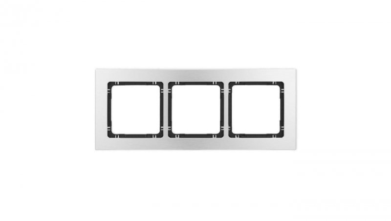 DECO Ramka uniwersalna potrójna - aluminium szczotkowane (ramka: srebrna spód: czarny), srebrny 7-12-DRA-3