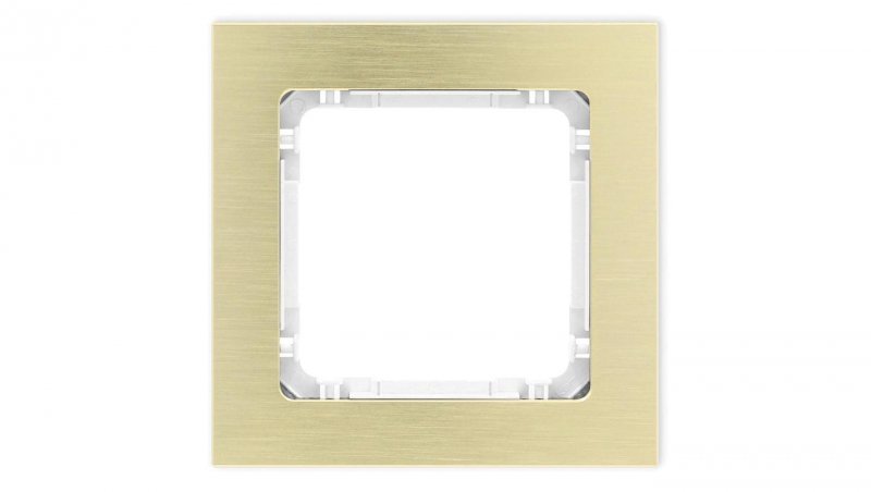 DECO Ramka uniwersalna pojedyncza - aluminium szczotkowane (ramka: kolor mosiężny spód: biały), mosiężny 8-0-DRA-1