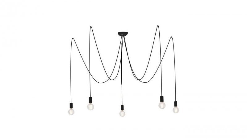 Nowodvorski lampa wisząca SPIDER E27 x 5 Przewód w oplocie Stal lakierowana Czarny ~220-230 V MAX: 5x60W