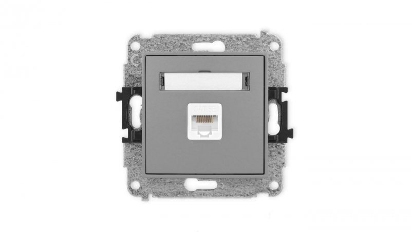 ICON Mechanizm gniazda komputerowego pojedynczego 1xRJ45, kat. 5e, 8-stykowy szary mat 27IGK-1