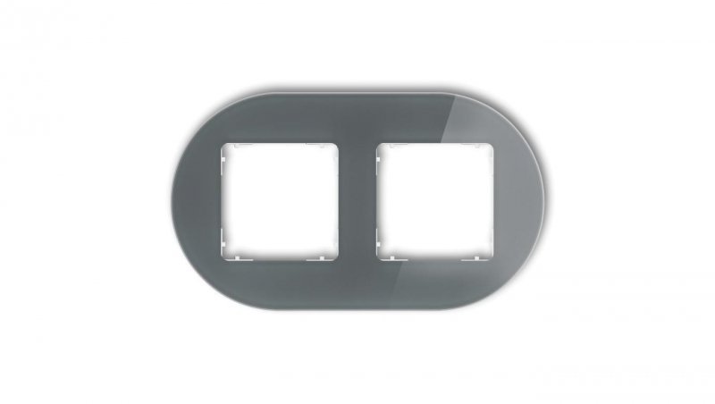 ICON Ramka uniwersalna podwójna okrągła - efekt szkła (ramka: grafitowa spód: biały) 28-0-IRSO-2