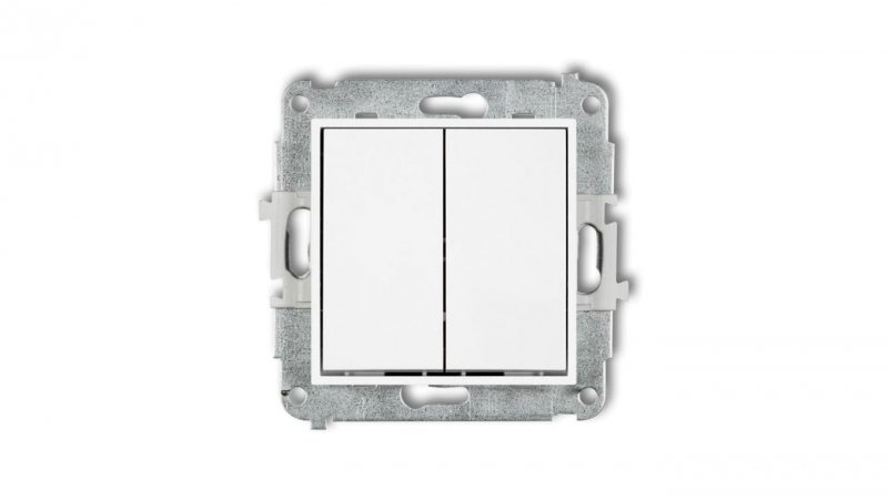 ICON Mechanizm łącznika zwiernego, świecznikowego (dwa klawisze bez piktogramów, osobne zasilanie) biały IWP-44.2