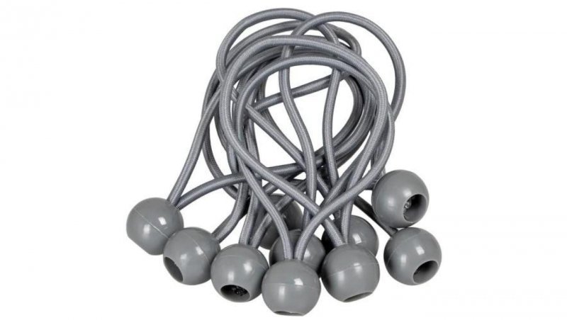 Zestaw gum z kulką BUNGEE CORD BALL 10szt.x 15cm BCB-0515GY-B BRADAS