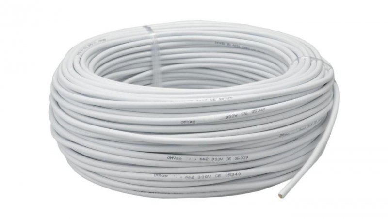 Przewód prądowy H03VV-F / OMY 300V 3x0,75 biały linka Elektrokabel /100m/