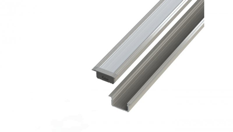 Profil aluminiowy 10 mm wpuszczany anodowany 2 metry + szybka mleczna
