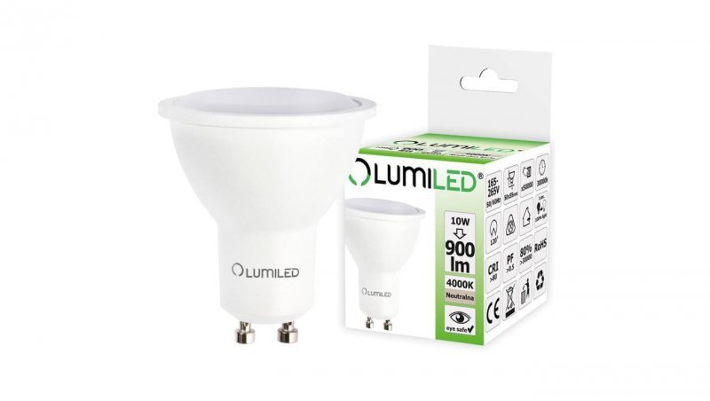 Żarówka LED GU10 10W = 80W 900lm 4000K Neutralna 120 LUMILED