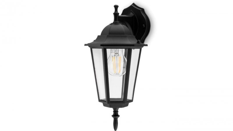 Kinkiet Ogrodowy Elewacyjny Zewnętrzny E27 LATARNIA do DOŁU Czarna BELLIS LUMILED