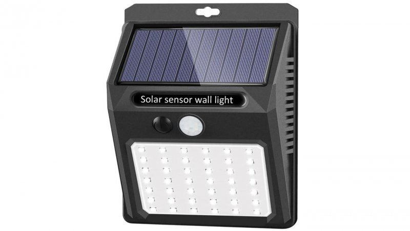 Naświetlacz Solarny LED 3W 5500-6000K Zimna IP65 Czarny Czujnik Zmierzchu