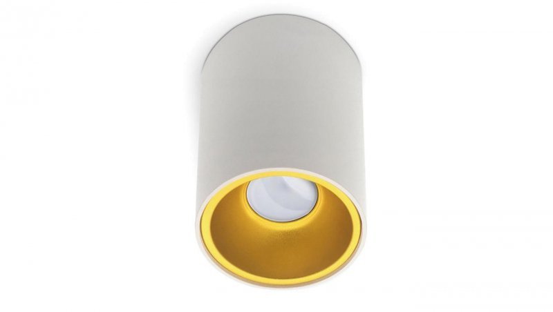Oprawa Halogenowa Natynkowa Aluminiowa SPOT TUBA do LED GU10 Biało - Złota KIVI KOBI