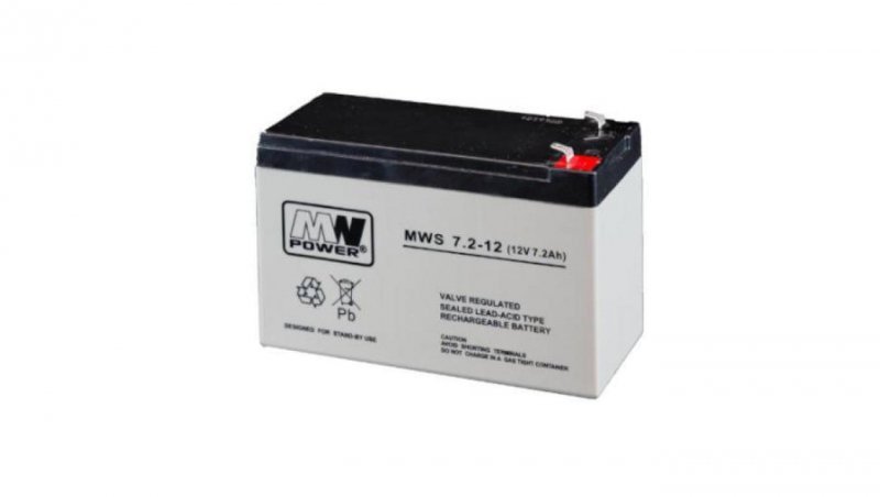 MWS 7.2-12 Akumulator AGM 12V/7.2Ah do CCTV, do zabawek MW Power