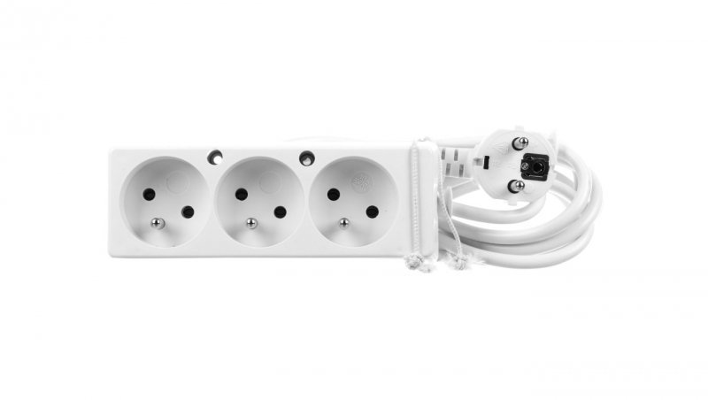 Przedłużacz 3-gniazda z/u 10A 3m /OMY 3x1/ biały PS-370 T-110020