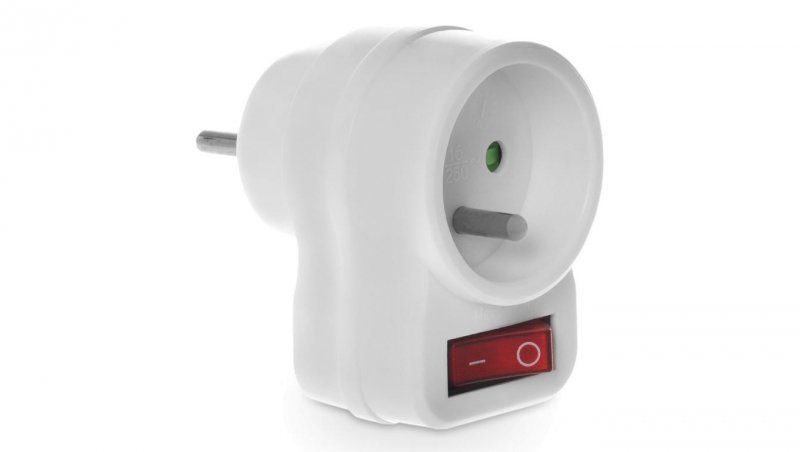 Gniazdo zasilające 2P+Z 230V 10A białe BASIC z wyłącznikiem