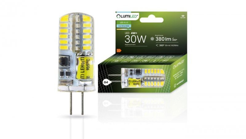 Żarówka LED G4 KAPSUŁKA 4W = 30W 380lm 6500K Zimna LUMILED