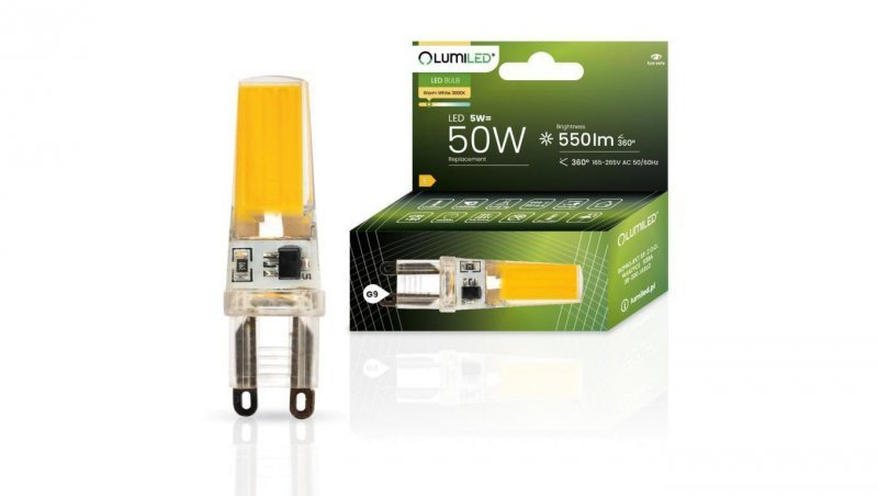 Żarówka LED G9 KAPSUŁKA 5W = 50W 550lm 3000K Ciepła 360 LUMILED COB
