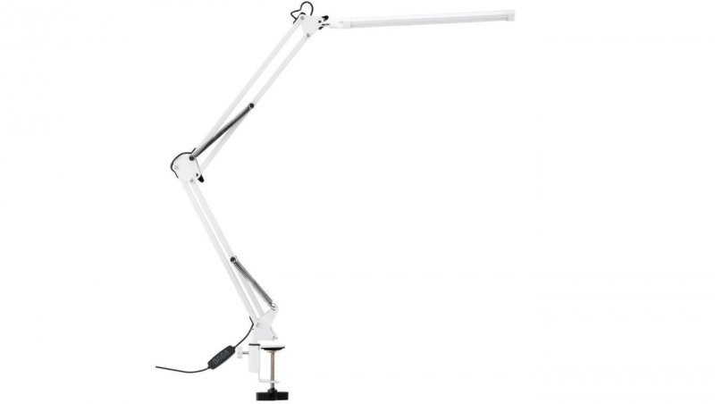 Lampka Biurkowa Kreślarska Stołowa LED 12W CCT USB Ściemnialna COSMI Biała z uchwytem Lumiled