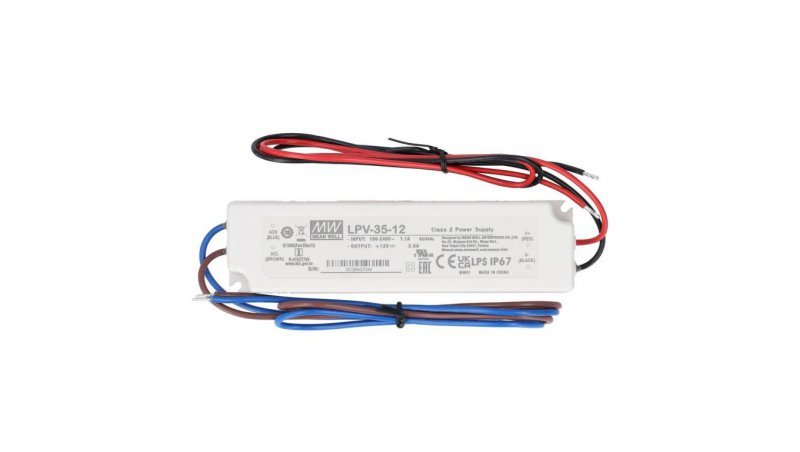 Zasilacz hermetyczny IP67 do oświetlenia LED 12V 3A 35W wodoodporny LPV Mean Well