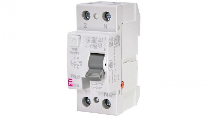 Wyłącznik różnicowoprądowy 2P 25A 0,03A typ A 6kA EFI6-P2 A 25/0.03 002061261