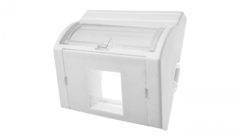 Adapter keystone pojedynczy wypukły kątowy 2M 45x45 (+ pole opisowe) biały Alantec