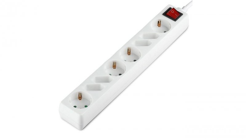 Listwa zasilająca 8 gniazd (4x16A + 4x2,5A) Schuko z wyłącznikiem biała 1,5m VT-1118 V-TAC