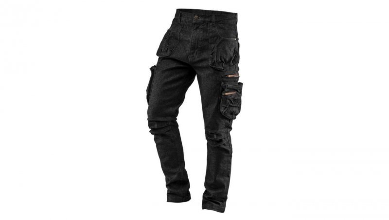 Długie spodnie monterskie, robocze 5-kieszeniowe DENIM jeansowe czarne rozmiar XL/54 NEO 81-233-XL