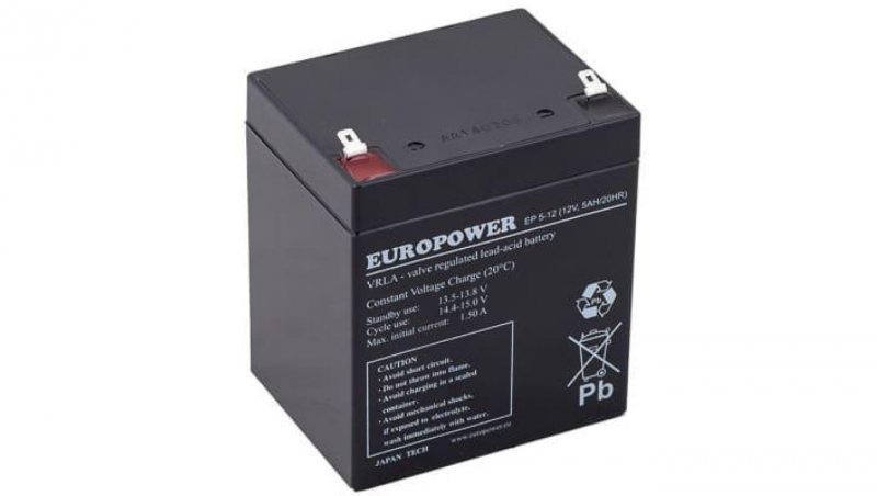 Akumulator AGM EUROPOWER serii EP 12V 5Ah T1 (Żywotność 6-9 lat)