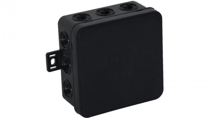 Puszka natynkowa pusta 12 wlotów VIPLAST V6 klik CZARNA IP54 85x85x41mm 036-05