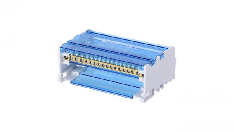 Blok rozdzielczy modułowy Listwa łączeniowa 4x18 80A na szynę DIN TH35 4x (6x 2,5-16mm2 + 12x 1,5-10mm2) FJ-418/80B HEDO