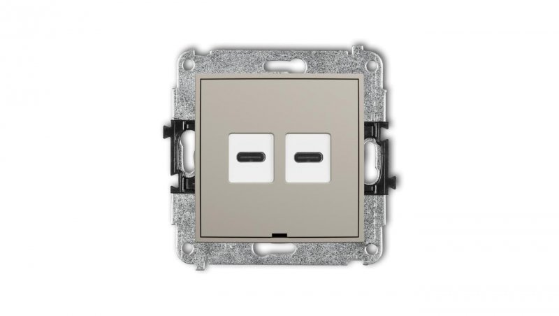MINI Mechanizm ładowarki USB podwójnej 2xUSB C, 20W max., bez pola opisowego taupe 60MCUSBBO-7
