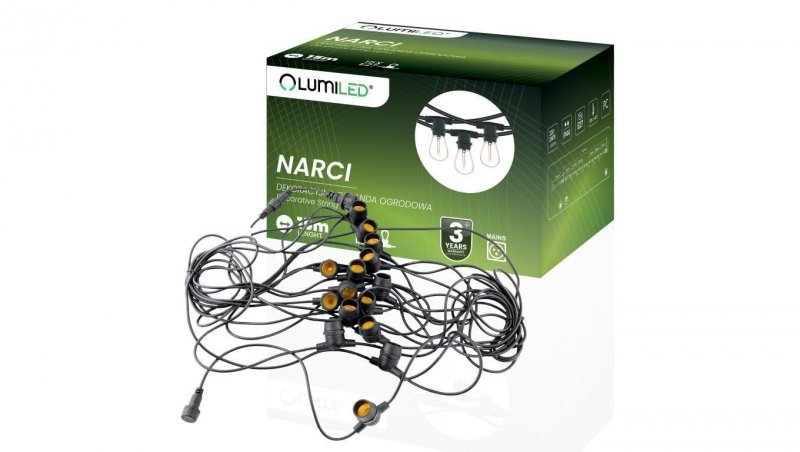 Girlanda Ogrodowa Łańcuch Świetlny 15m 15xE27 NARCI Lumiled