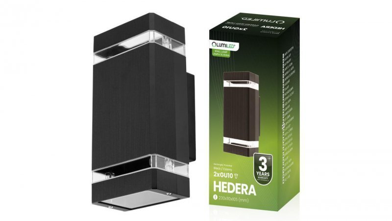Lampa Ogrodowa Kinkiet góra dół GU10 Czarny HEDERA LUMILED