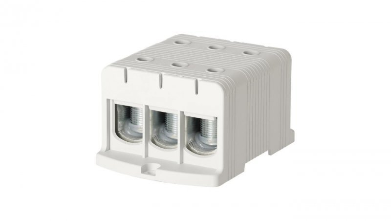 Blok rozdzielczy odgałęźny 3-polowy Al/Cu 35-240mm2 (max. 240mm2) na szynę TH35 szary FJ-E240/3 HEDO