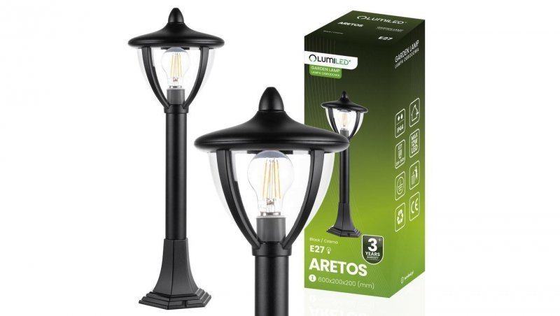 Słupek Ogrodowa Zewnętrzna Stojąca E27 LED Latarnia ARETOS 60cm LUMILED