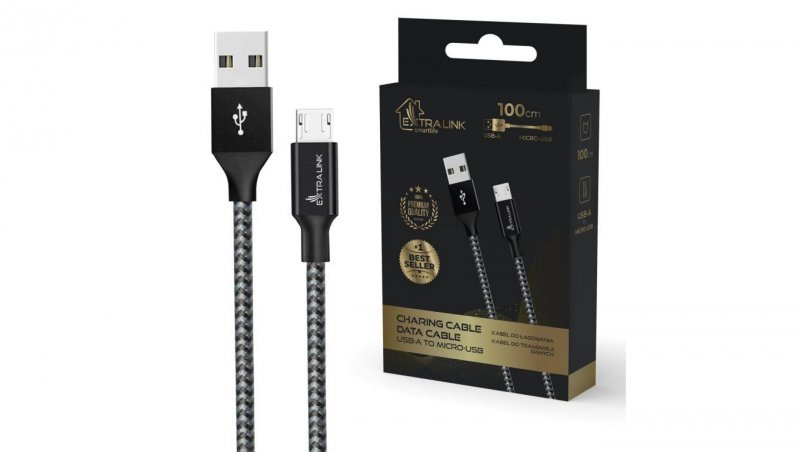 Kabel USB 15W 100cm Extralink Smart Life USB Type‑A to MICRO-USB PVC 5V 3A czarny