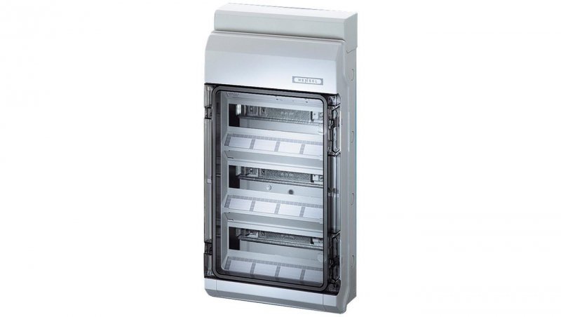 Rozdzielnica natynkowa hermetyczna 3x12 modułów IP54 295x583x129mm plastikowa drzwi transparentne HENSEL