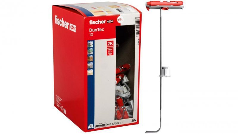 Kołki uchylne, zaciskowe uniwersalne do wielu powierzchni DuoTec 10 10mm FISCHER 50 sztuk