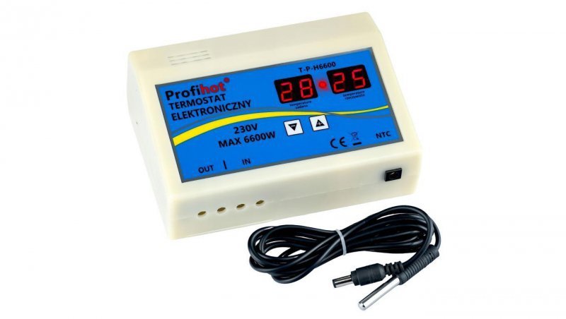 TERMOSTAT ELEKTRONICZNY STEROWNIK REGULATOR TEMPERATURY 230V max. 6600W