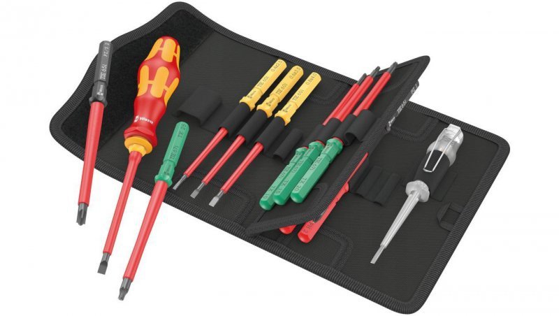 Wkrętaki izolowane 1kV dla elektryka rękojeść + 14 trzpieni 4xPŁ + 2xPH + 4xPZ + 4xTX + próbnik Wera Kompakt VDE Take it easy ze
