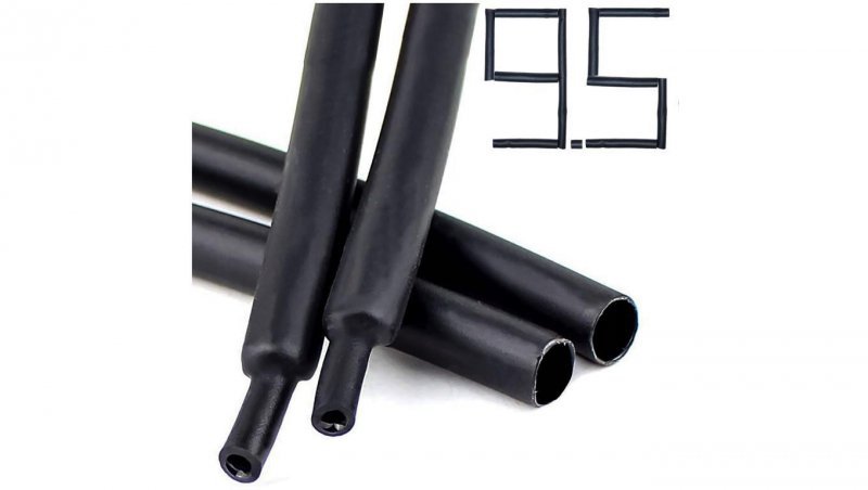 1M RURKA KOSZULKA TERMOKURCZLIWA z KLEJEM GRUBA CZARNA 9mm 9.5/3.2 mm