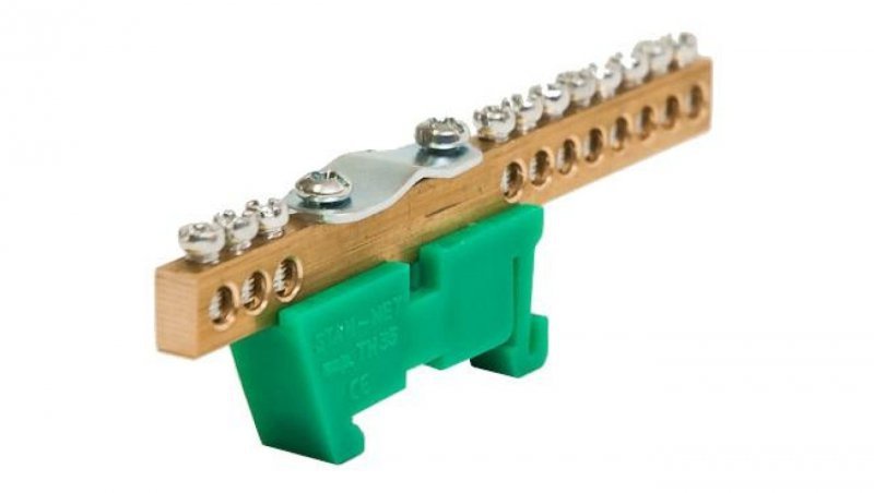 Listwa zaciskowa zerowa 11 x 10mm2 + 1 x 35mm2 zielona TH 35-K/Z