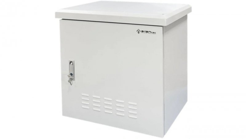 Szafa wisząca RACK 19 6U 600x450mm zewnętrzna hermetyczna drzwi pełne z zamkiem szara IP55 ALANTEC
