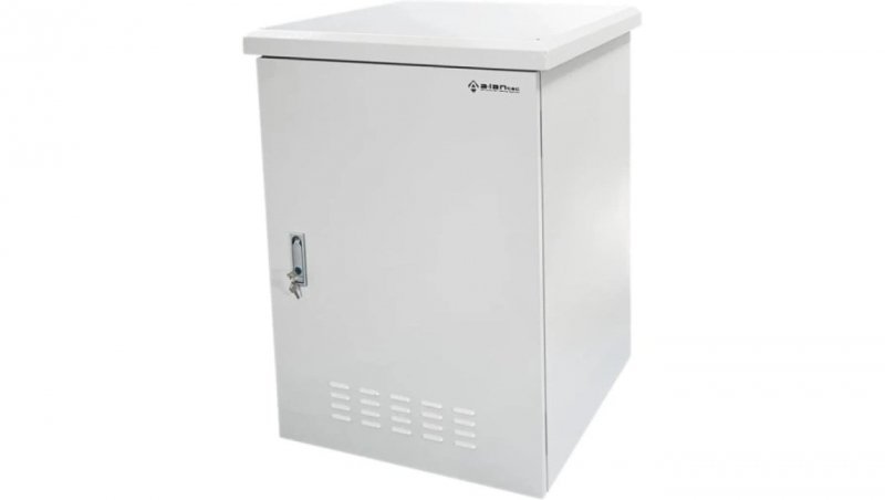 Szafa wisząca RACK 19 12U 600x600mm zewnętrzna hermetyczna drzwi pełne z zamkiem szara IP55 ALANTEC