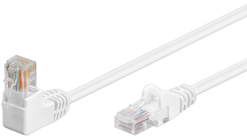 CAT 5eKabel łączący 1x 90 pod kątem,U/UTP, Biały - Długość kabla 0.5 m