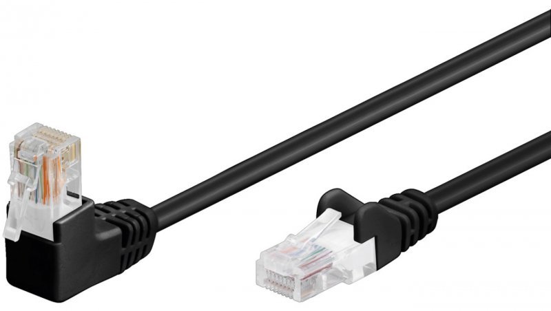 CAT 5eKabel łączący 1x 90 pod kątem,U/UTP, Czarny - Długość kabla 2 m