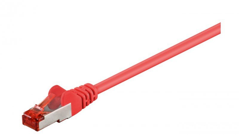 CAT 6 Kabel łączący, S/FTP (PiMF), Czerwony - Długość kabla 0.5 m
