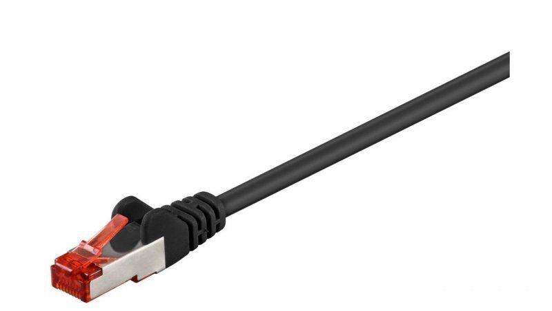 CAT 6 Kabel łączący, S/FTP (PiMF), czarny - Długość kabla 0.25 m